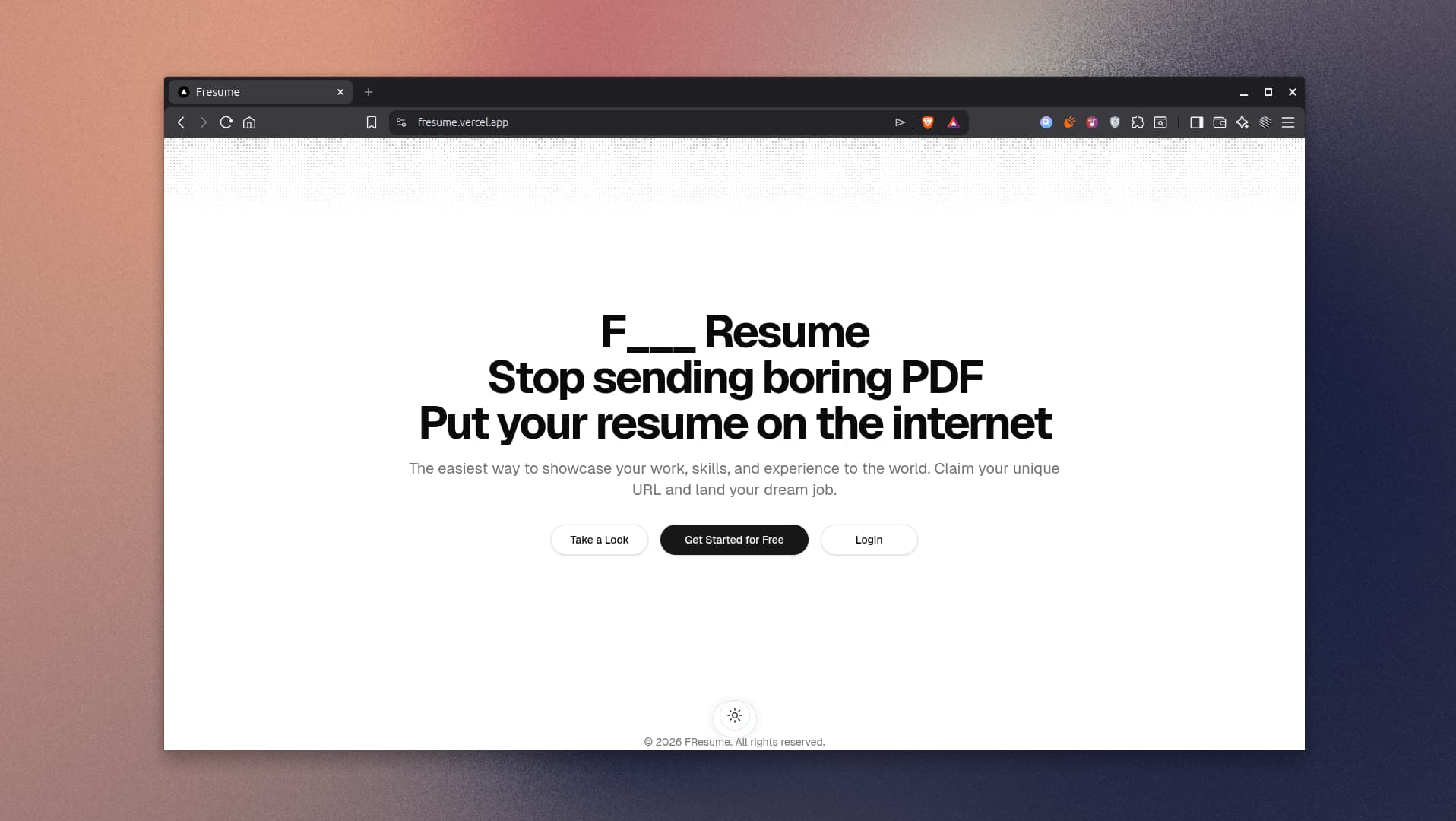 F___resume Landing Page Header
